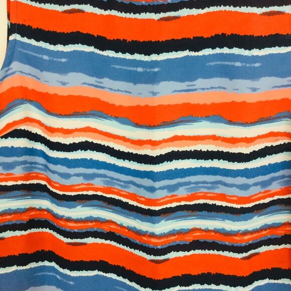 🚨SALE🚨Kenar High Low Striped Blue Orange Red Blouse 3/$10 4/$12 5/$15 - Picture 4 of 8